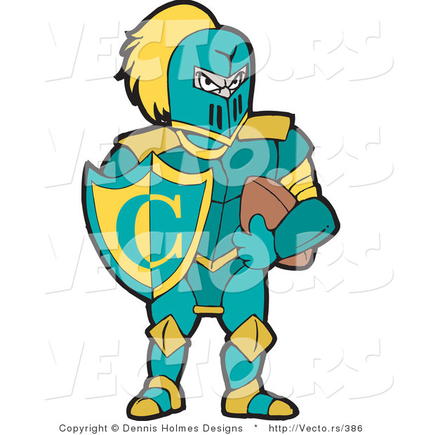 Vector of a Knight with Football and Shield
