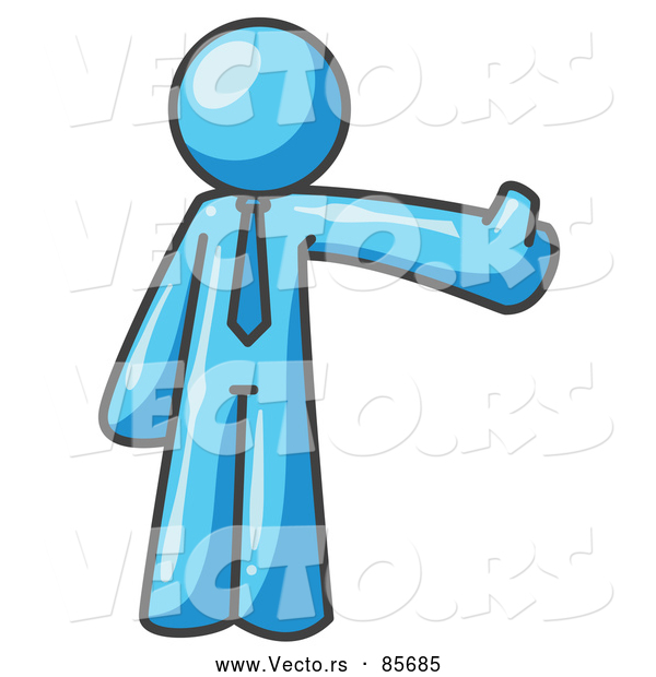 Vector of a Light Blue Business Character Giving Thumbs up