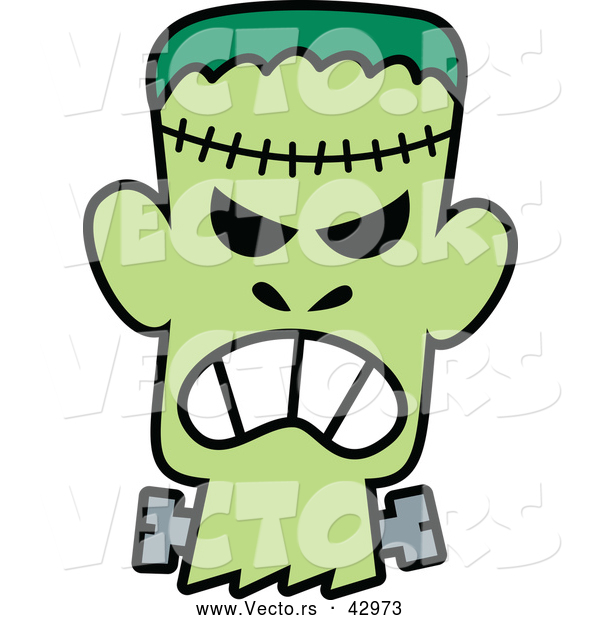 Vector of a Mad Cartoon Halloween Frankenstein