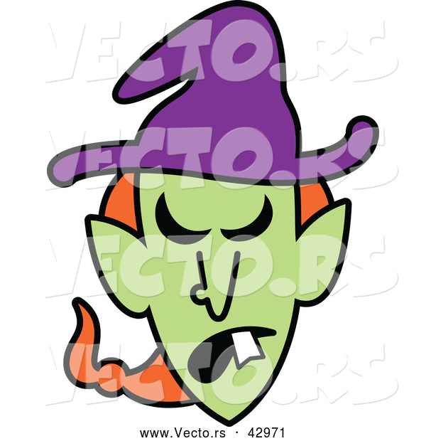 Vector of a Mad Cartoon Halloween Witch
