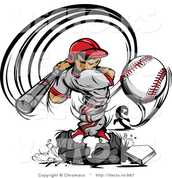 Vector of a Male Baseball Player Striking-Out to a Competitive Pitcher's Curve Ball
