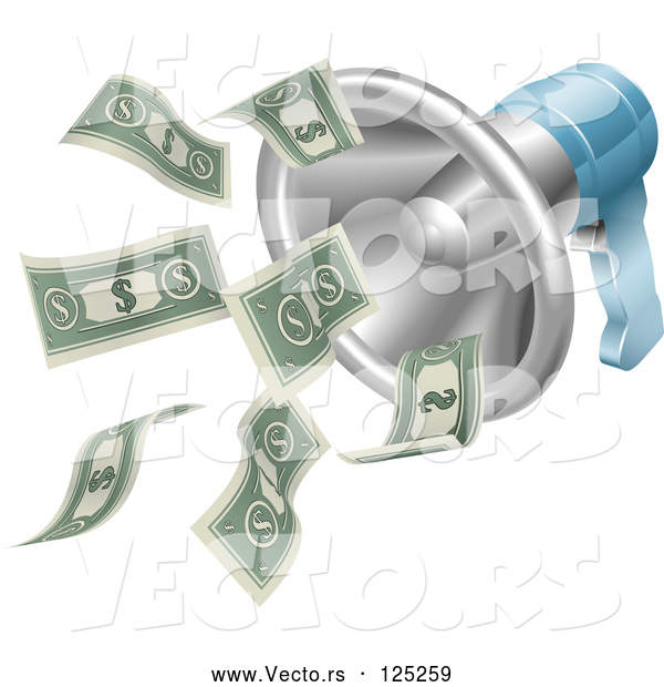 Vector of a Megaphone Shouting out Paper Money