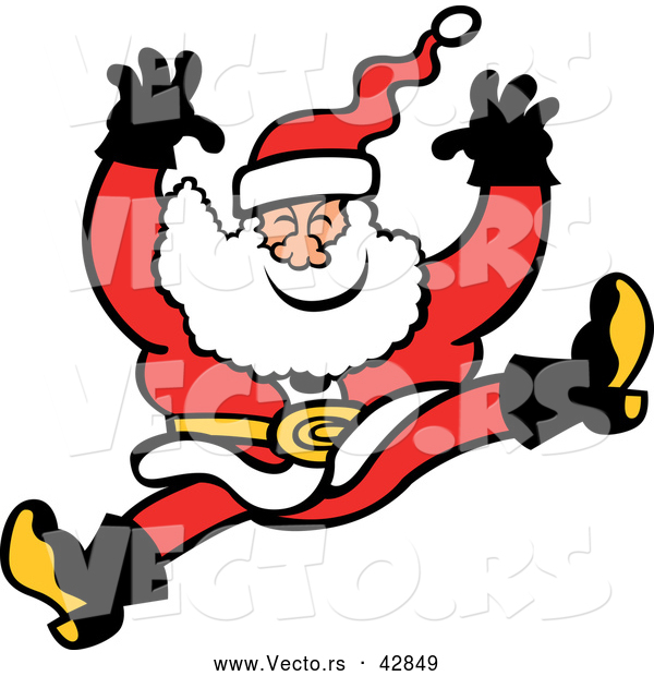 Vector of a Merry Cartoon Santa Jumping and Falling