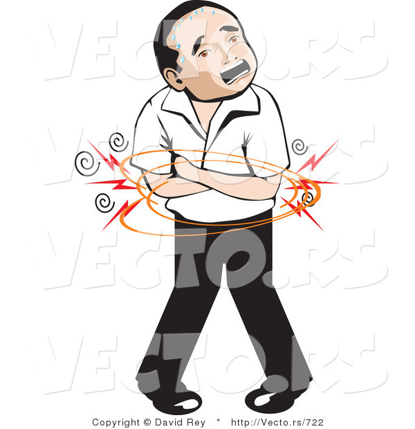 Vector of a Mexican Man with Painful Stomach Ache
