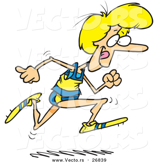 Vector of a Motivated Cartoon Girl Running Track