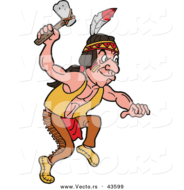 Vector of a Native American Indian Man with an Axe