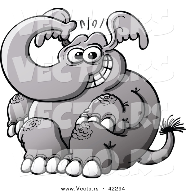 Vector of a Nervous Elephant Sitting and Grinning