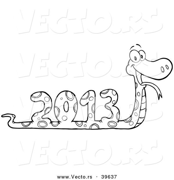 Vector of a Outlined 2013 Snake