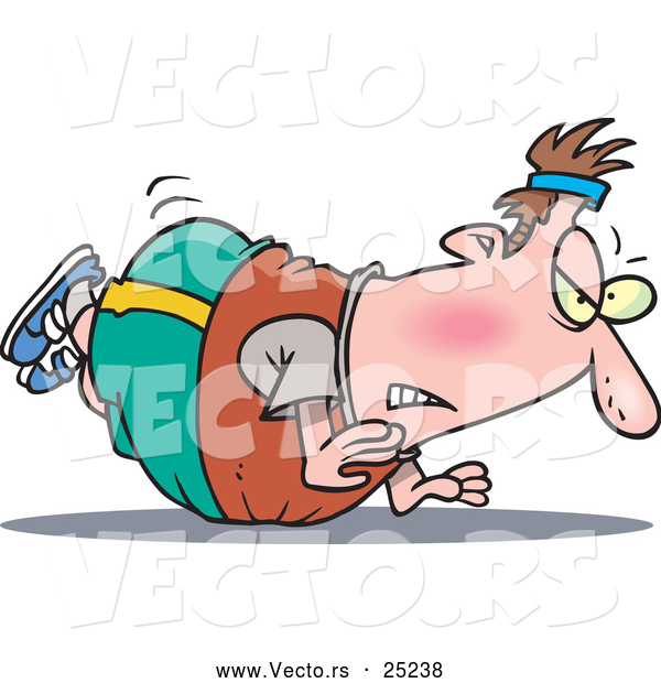 Vector of a Overweight Cartoon Man Trying to Do Pushups