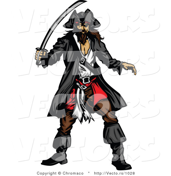 Vector of a Pirate Prepared to with Sword