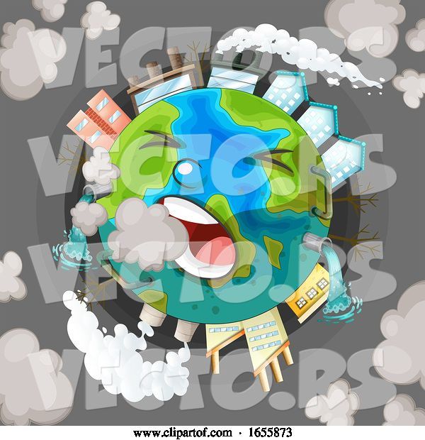 Vector of a Polluted Earth Coughing