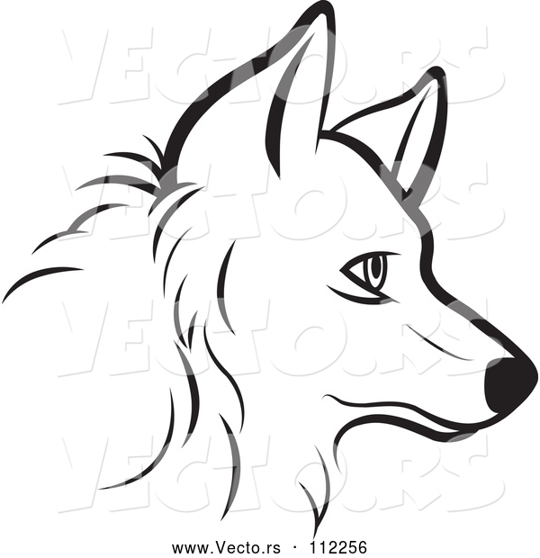 Vector of a Profiled Dog Face - Black Lineart