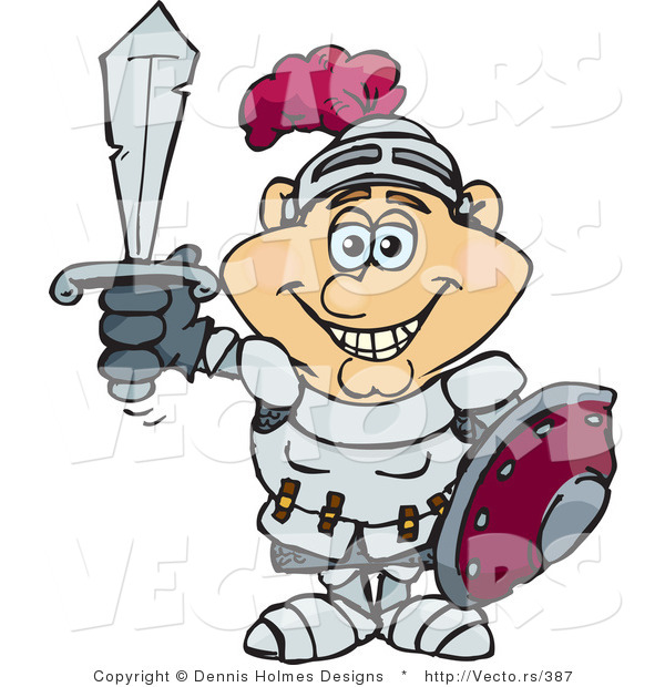 Vector of a Proud Knight with Sword, Shield, and Armor