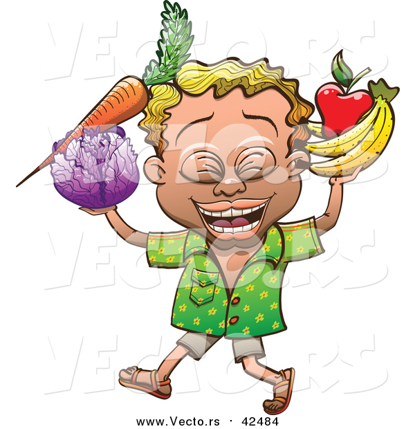 Vector of a Proud Man Carrying Nutritious Fruits and Vegetables