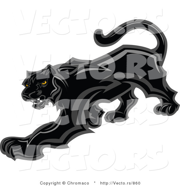 Vector of a Prowling Black Panther Mascot Preparing to Attack
