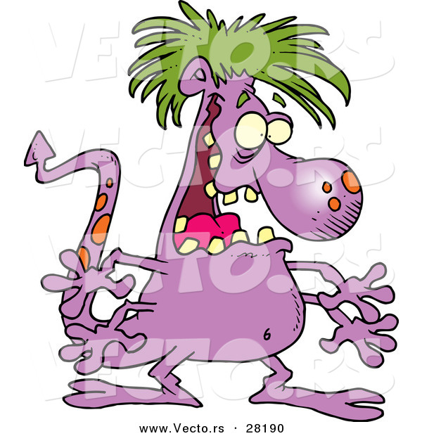 Vector of a Purple Cartoon Monster on Halloween