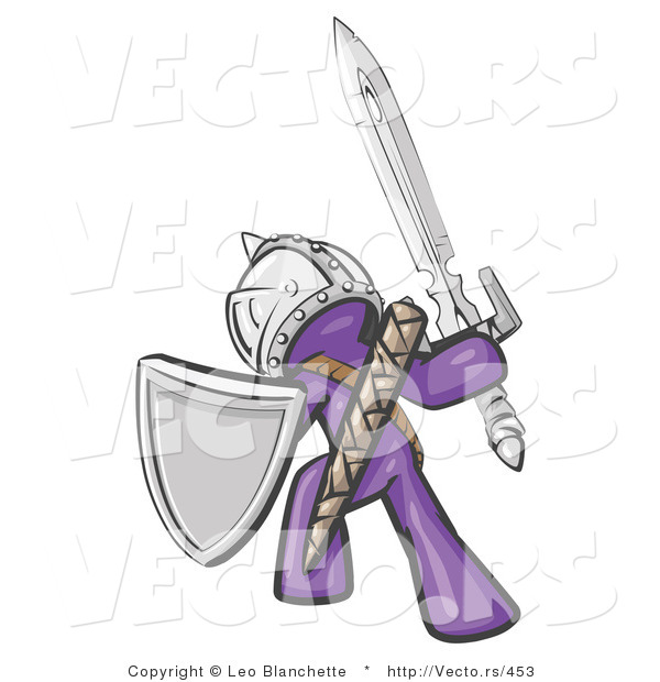 Vector of a Purple Knight with a Sword and Shield