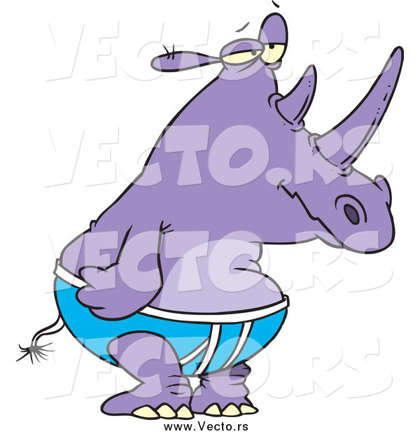 Vector of a Purple Rhinoceros in Underwear