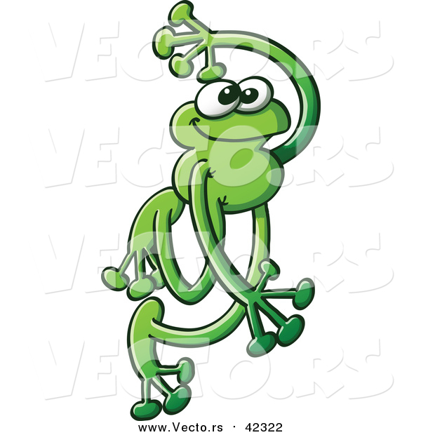Vector of a Really Cute Green Frog - Cartooned Style