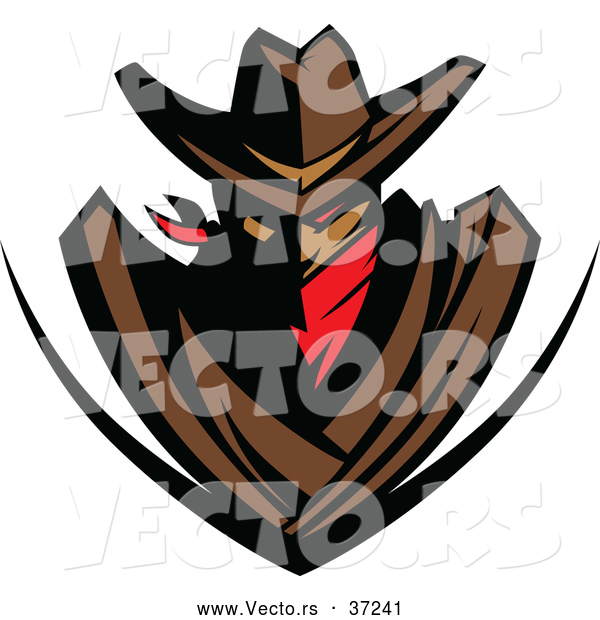 Vector of a Red Eyed Cowboy Outlaw Shield