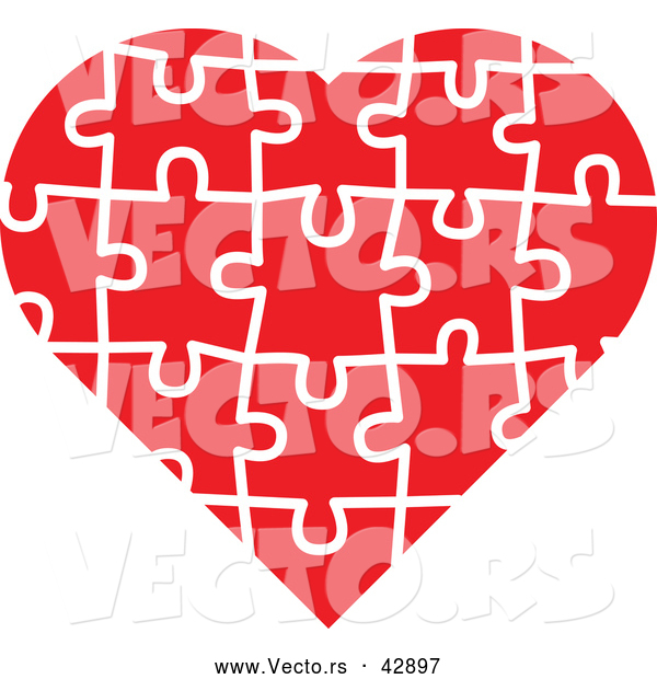Vector of a Red Jigsaw Puzzle Love Heart