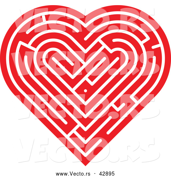 Vector of a Red Labyrinth Love Heart