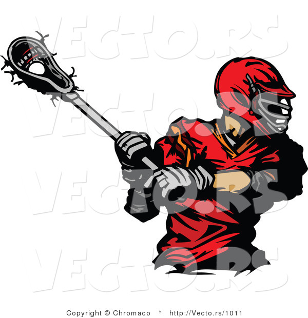 Vector of a Red Lacrosse Player Swinging Stick