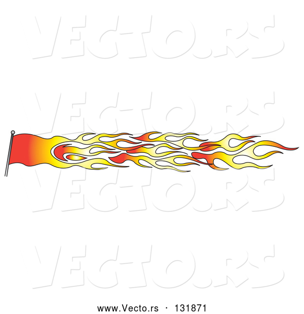 Vector of a Red Orange Flag Made of Fire