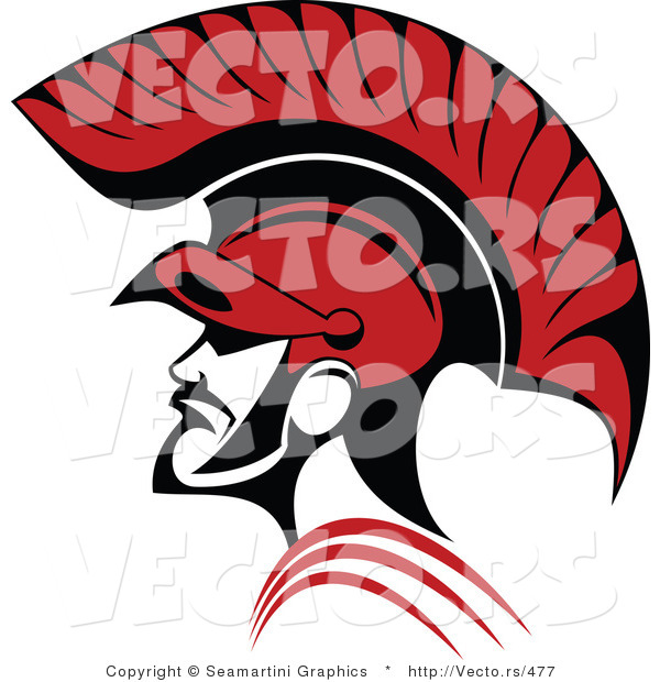 Vector of a Red Roman Soldier and Helmet