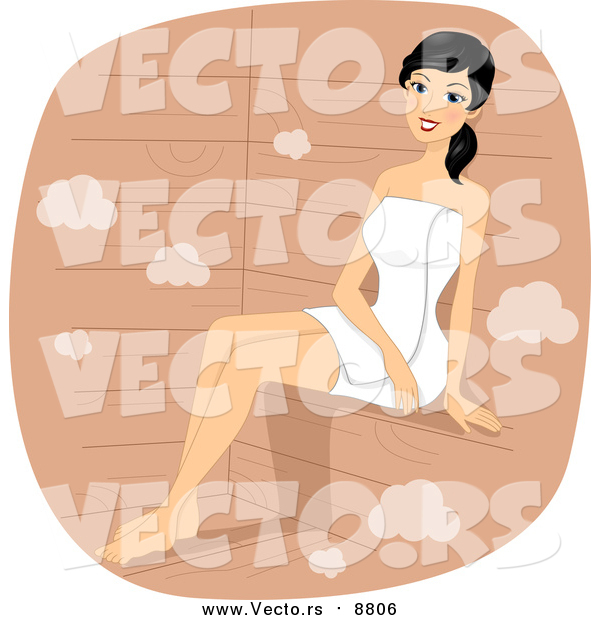 Vector of a Relaxed Woman Sitting in a Sauna