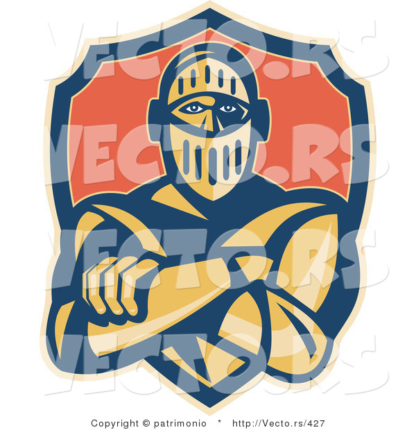 Vector of a Retro Knight Standing with Arms Crossed
