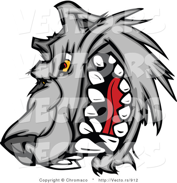 Vector of a Rival Cartoon Wolf Mascot Snarling and Growling