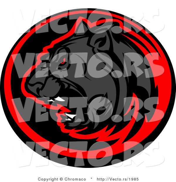 Vector of a Roaring Black Panther Within Red and Black Circle Icon