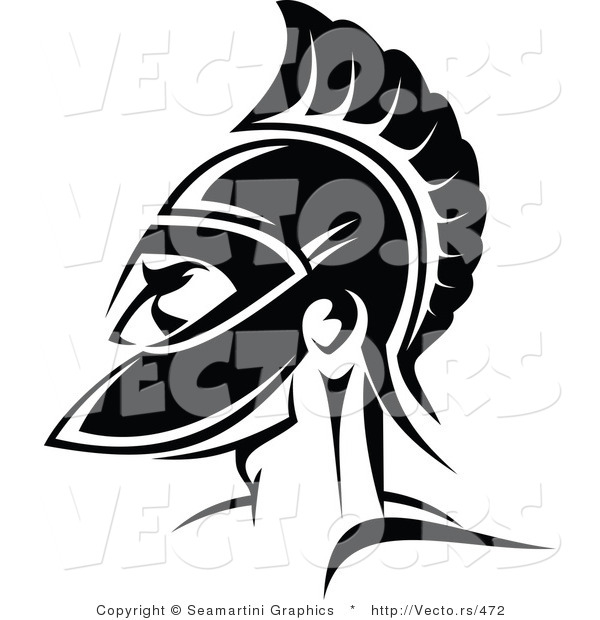 Vector of a Roman Soldier - Black and White
