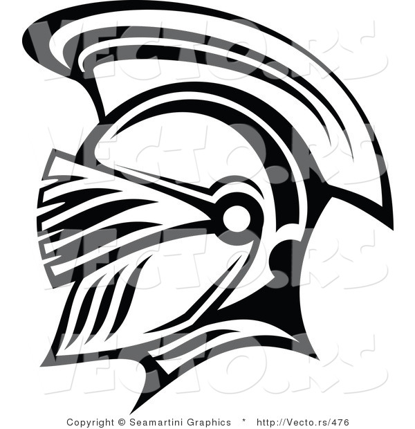 Vector of a Roman Soldier Profile - Black and White