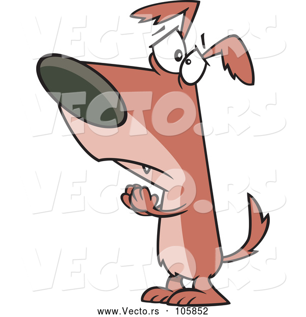 Vector of a Sad Cartoon Dog Begging and Pleading