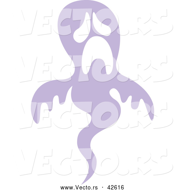 Vector of a Sad Purple Ghost Pouting While Floating up