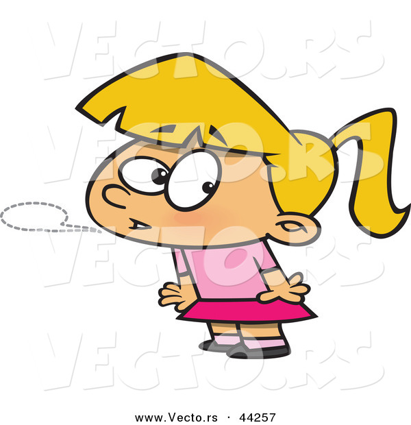 Vector of a Scared Cartoon Girl Whispering