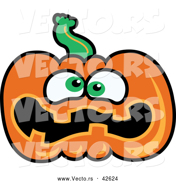 Vector of a Scared Cartoon Jackolantern Pumpkin