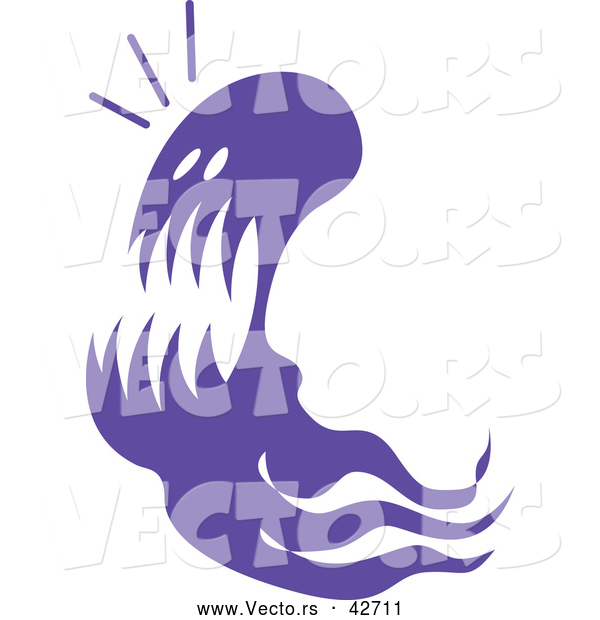 Vector of a Screaming Purple Cartoon Ghost
