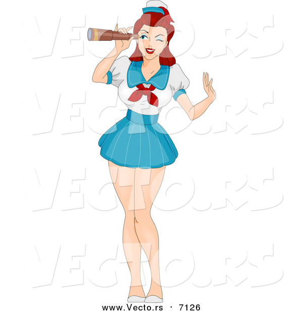 Vector of a Sexy White Female Sailor Pinup