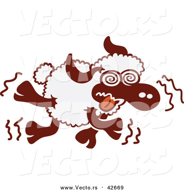 Vector of a Sheep Running with Crazy Eyes