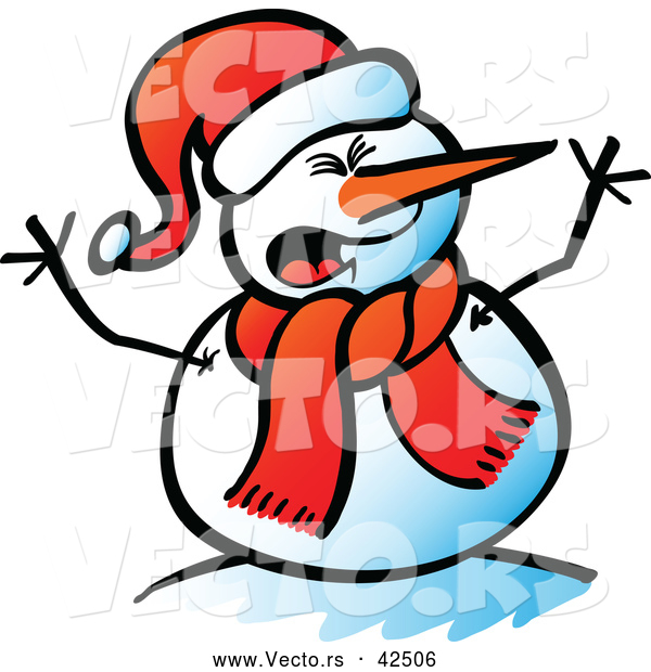 Vector of a Shouting Cartoon Snowman