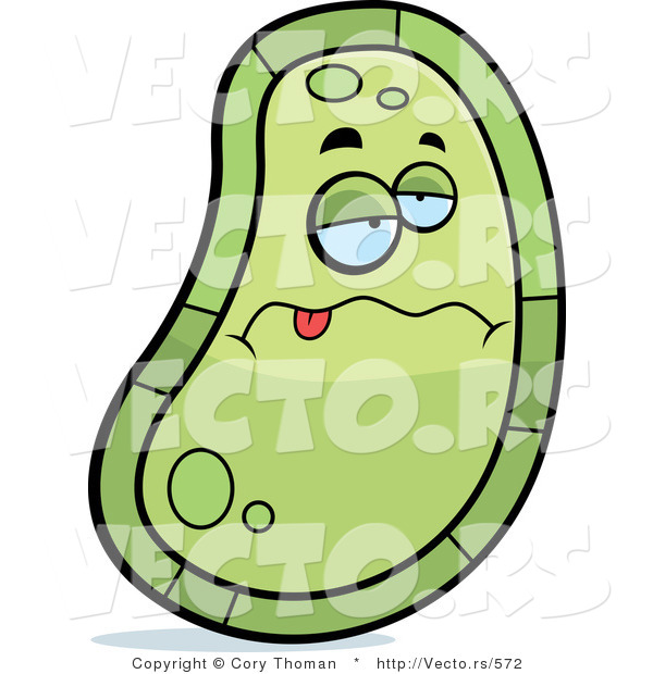 Vector of a Sick Cartoon Germ Character