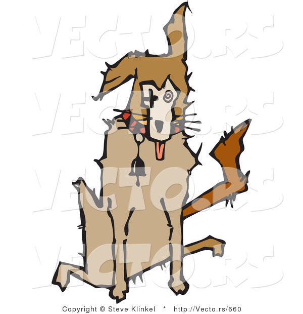 Vector of a Sick Dog Sitting and Panting