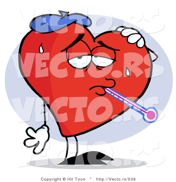 Vector of a Sick Love Heart Cartoon Character
