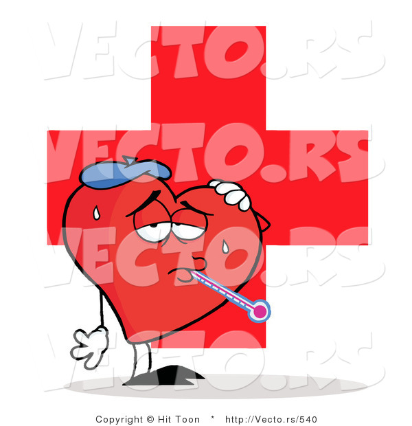 Vector of a Sick Love Heart in Front of Medical Cross