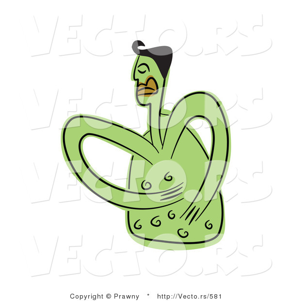 Vector of a Sick Man Rubbing His Green Aching Belly