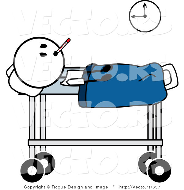 Vector of a Sick Stick Man with a Fever