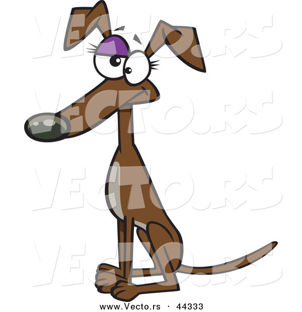 Vector of a Sitting Cartoon Female Greyhound Dog